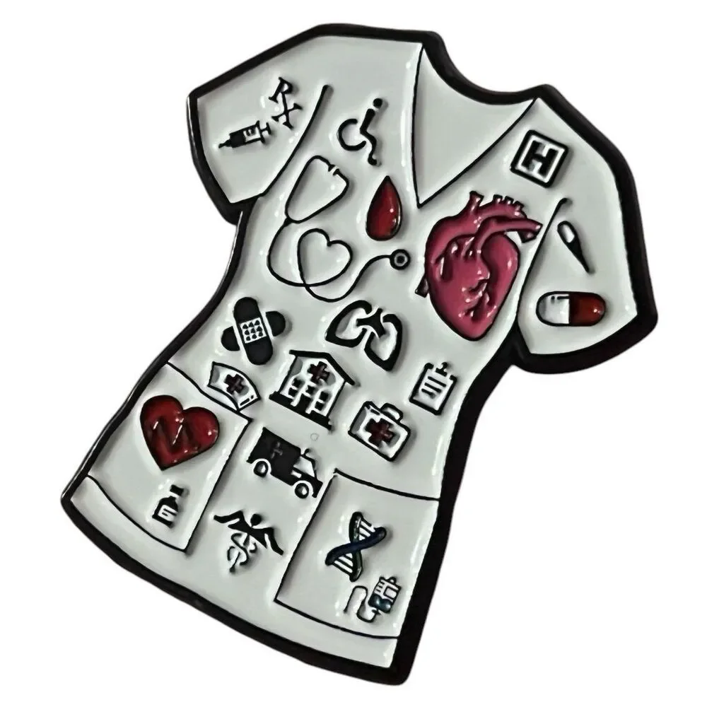 Nurse Medical Healthcare Worker White Coat Enamel Pin